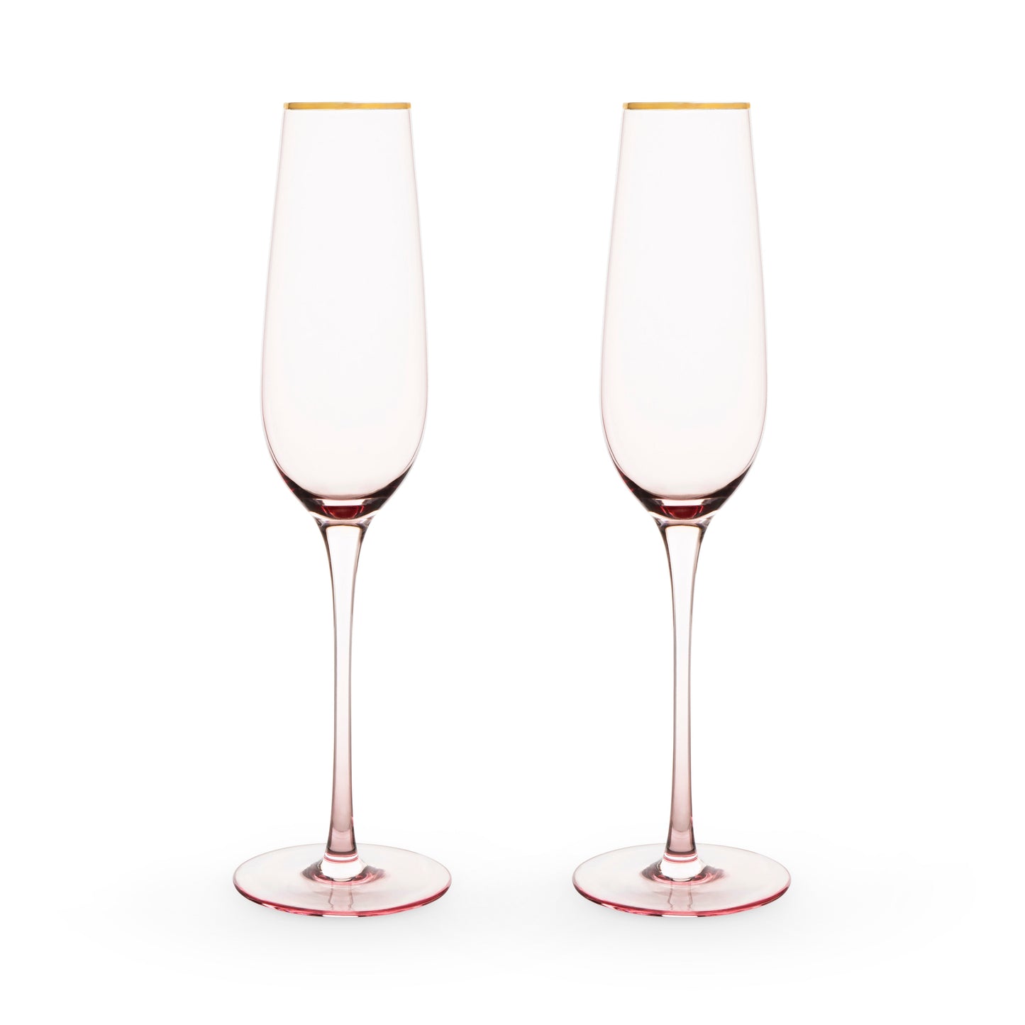Rose Crystal Champagne Flutes with Gold Rim