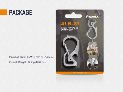 Fenix ALB-20 silver multi-purpose snap hook flashlight mount by Fenix Store on Tampa Home & Garden Store