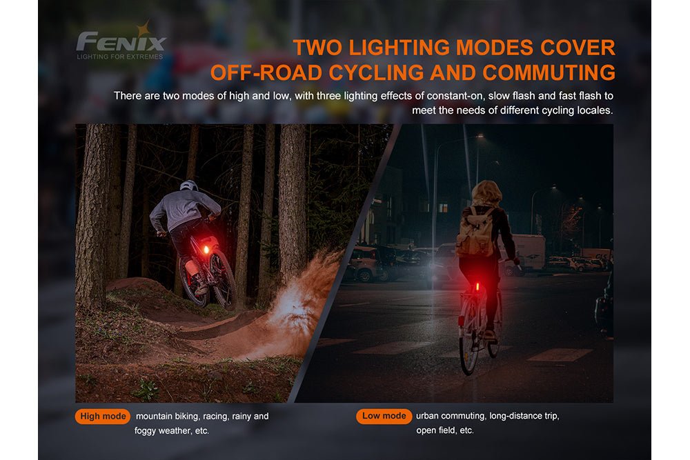 Fenix BC05R V2.0 tail light with dual modes and red rear beam for off-road and city riding on Tampa Home & Garden Store
