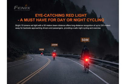 Fenix BC05R V2.0 rechargeable bike tail light with bright red rear beam Fenix Store on Tampa Home & Garden Store