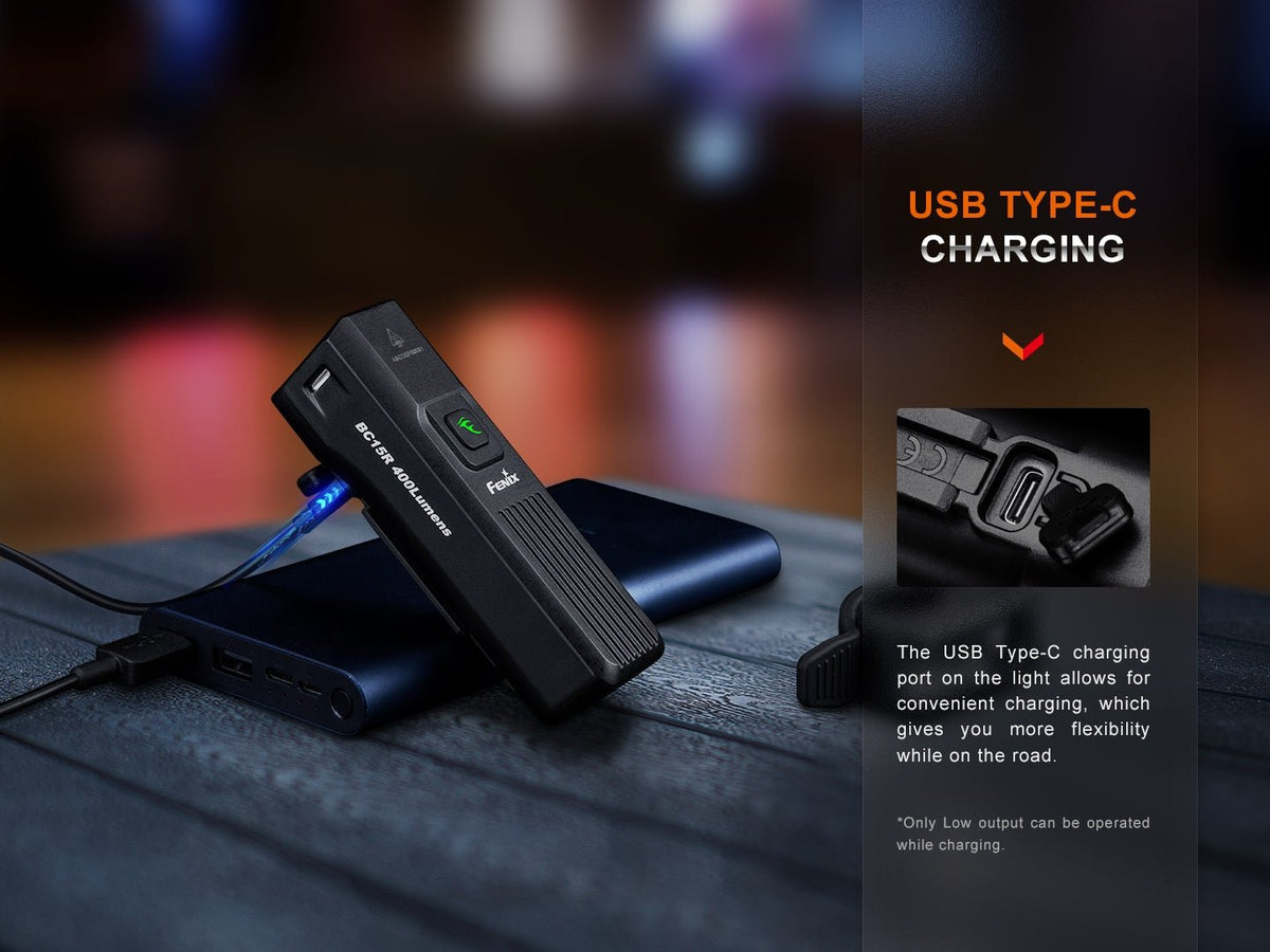 Fenix BC15R bike light, black, rechargeable with USB Type-C charging, 1000 lumens on Tampa Home & Garden Store