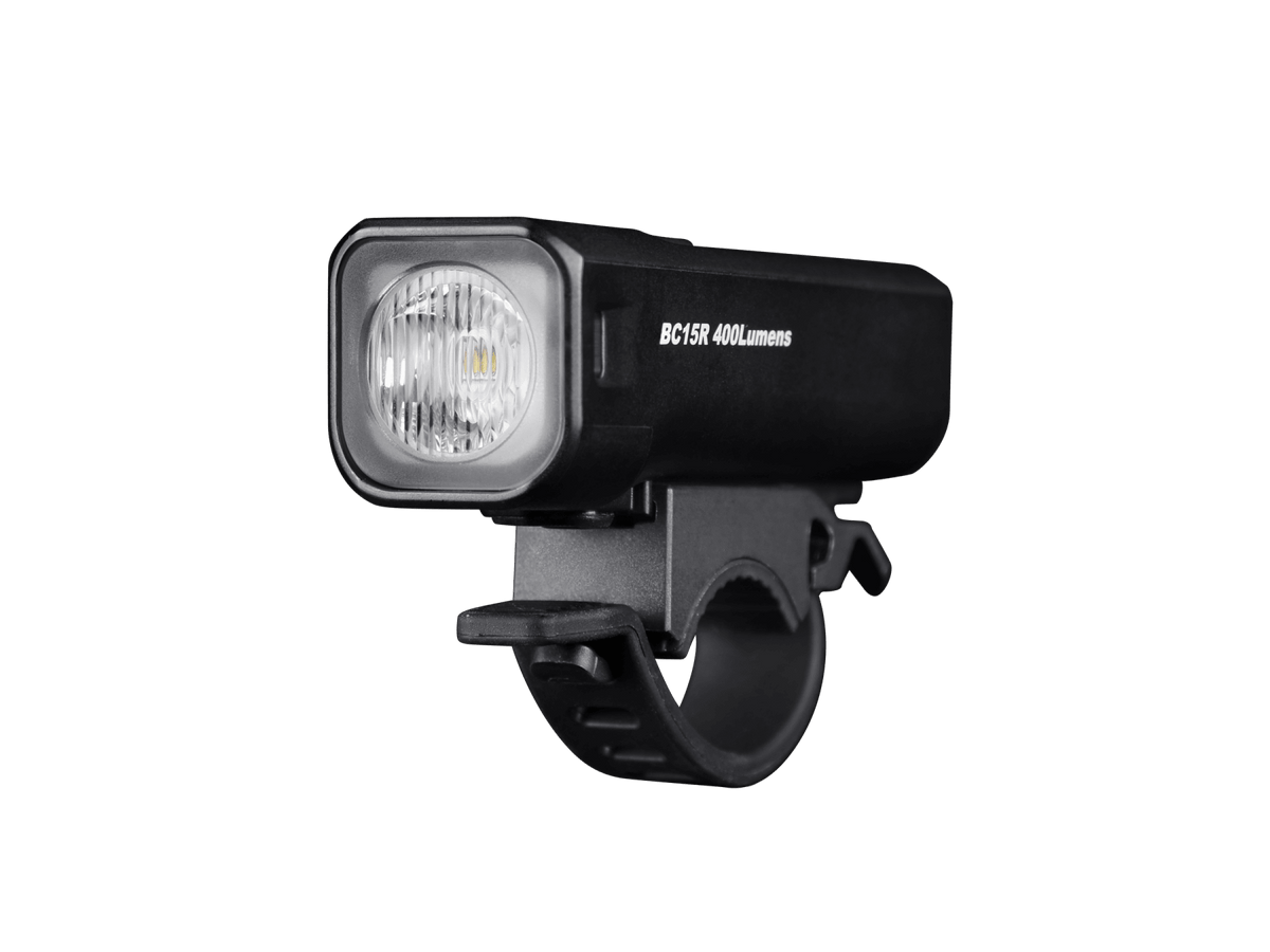 Fenix BC15R lightweight rechargeable bike light 400 lumens on a handlebar mount black on Tampa Home & Garden Store