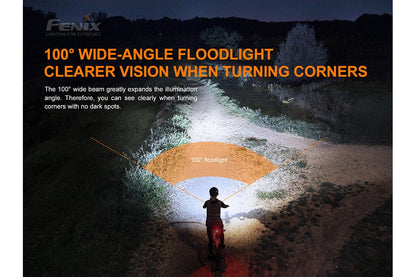 Fenix BC26R LED Bike Light black finish with 100° floodlight beam by Fenix Store on Tampa Home & Garden Store