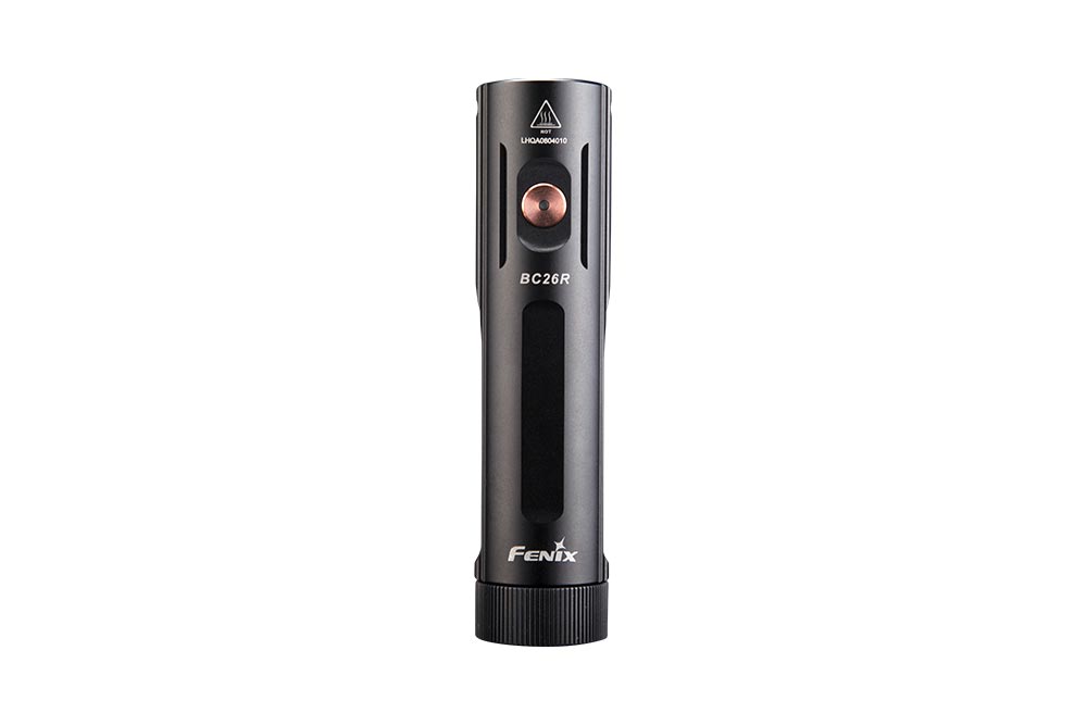 Fenix BC26R LED bike light in black with copper power button and slim window on body on Tampa Home & Garden Store
