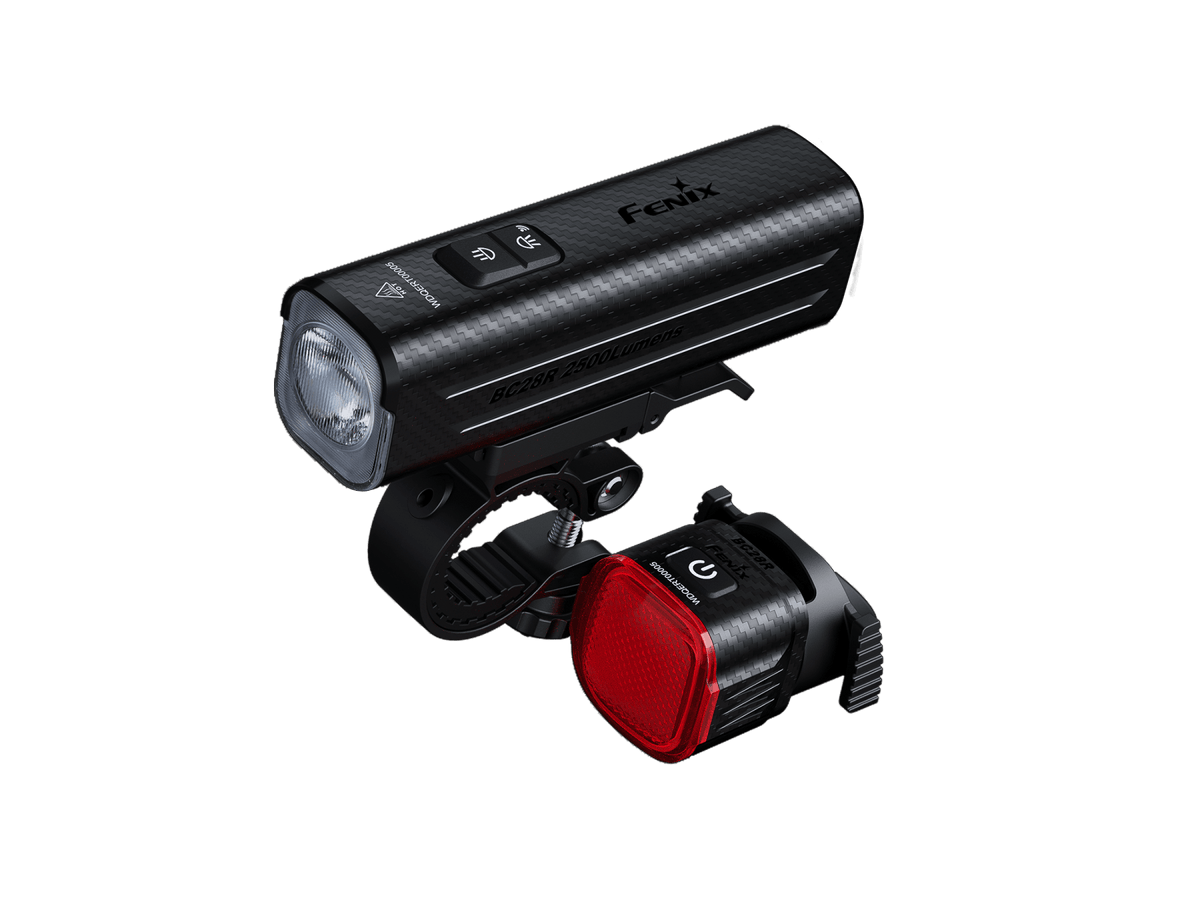 Fenix BC28R bike light set with dual head and taillights, black carbon finish, 2500 lumens on Tampa Home & Garden Store