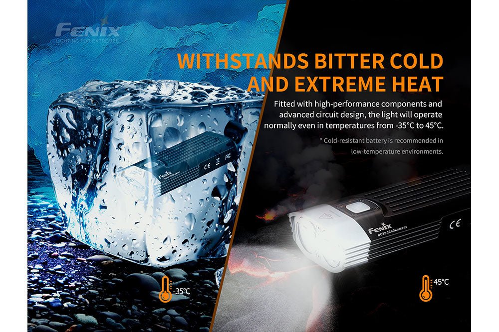 Fenix BC30 V2 bike light with black aluminum body, LED headlamp by Fenix Store on Tampa Home & Garden Store