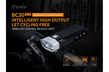 Fenix BC30 V2.0 bike light, black LED with 2200 lumens and wireless control on handlebars on Tampa Home & Garden Store