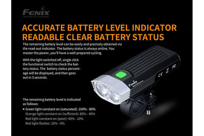 Bike light Fenix BC30 V2 LED, black aluminum body with green power button by Fenix Store on Tampa Home & Garden Store
