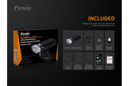 Bike light Fenix BC30 V2, black aluminum body, 2200 lumens, Fenix Store on Tampa Home & Garden Store