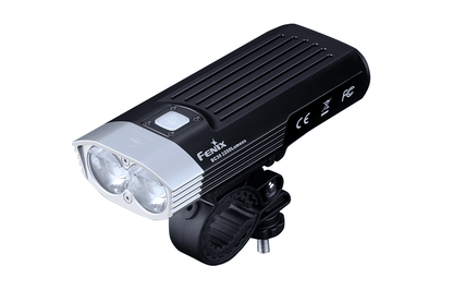 Fenix BC30 V2 LED bike light with black aluminum body and dual-beam head, handlebar mount on Tampa Home & Garden Store