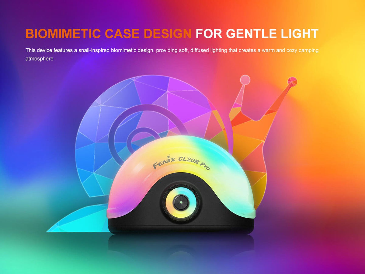 CL20R Pro Smart Multicolor Camping Lantern with rainbow LED glow and black base by Fenix Store on Tampa Home & Garden Store