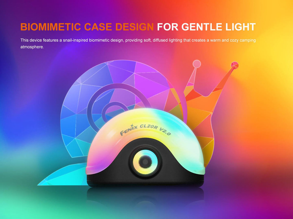 Fenix CL20R V2 multicolor camping lantern with rainbow shell and black base on Tampa Home & Garden Store