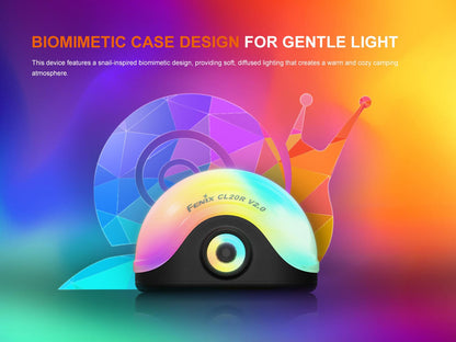 Fenix CL20R V2 multicolor camping lantern with rainbow shell and black base on Tampa Home & Garden Store
