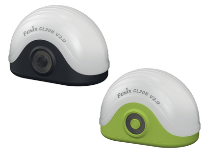 Fenix CL20R V2 lanterns, white tops with black and lime bases, multicolor camping lights on Tampa Home & Garden Store