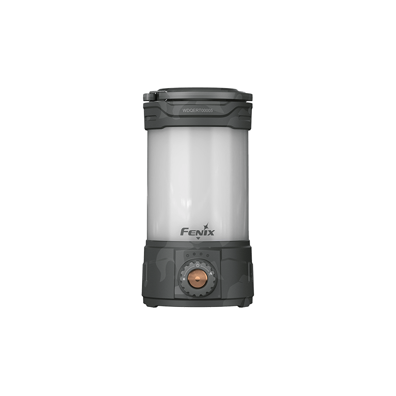 Fenix CL26R PRO lantern with LED, rechargeable camping light, gray camo base, copper dial on Tampa Home & Garden Store