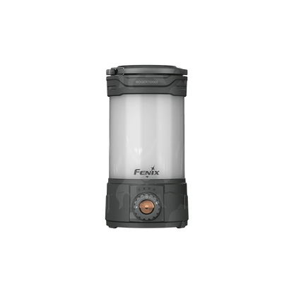 Fenix CL26R PRO lantern with LED, rechargeable camping light, gray camo base, copper dial on Tampa Home & Garden Store
