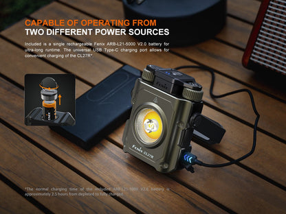 Fenix CL27R lantern olive green rugged outdoor light with dual power sources and USB-C charging on Tampa Home & Garden Store
