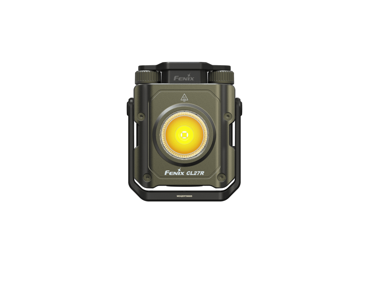 Fenix CL27R outdoor lantern in olive green rugged housing with circular front LED module on Tampa Home & Garden Store