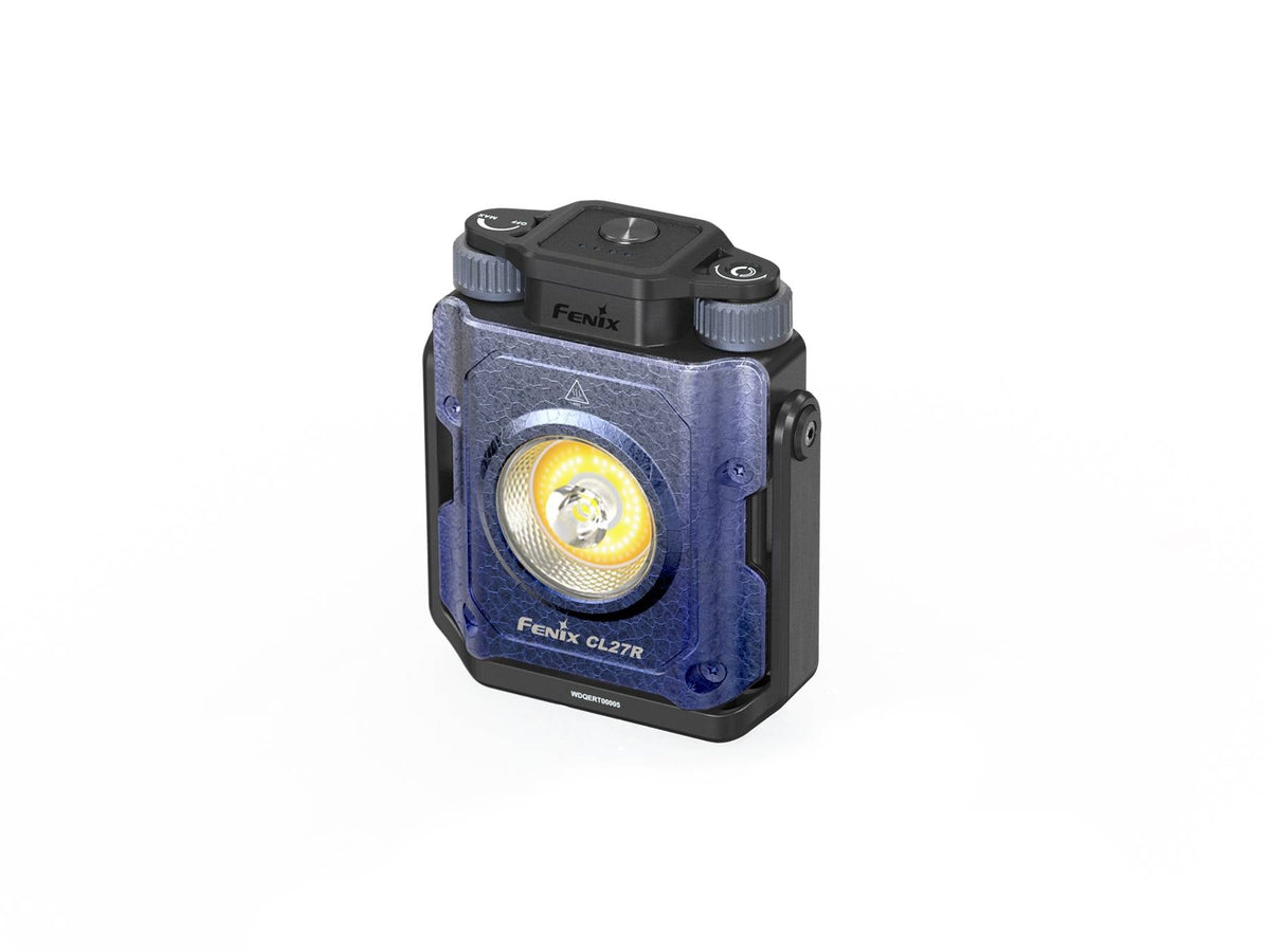 Fenix CL27R lantern with blue textured housing and front LED reflector on Tampa Home & Garden Store