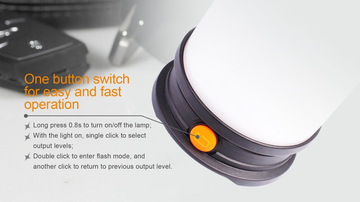 Fenix CL30R LED camping lantern with orange button by Fenix Store on Tampa Home & Garden Store