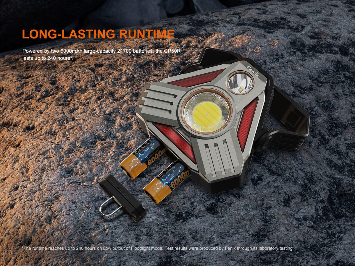 Fenix CP50R Road Hazard Lantern with gray/red rugged body and dual 6000mAh batteries on Tampa Home & Garden Store