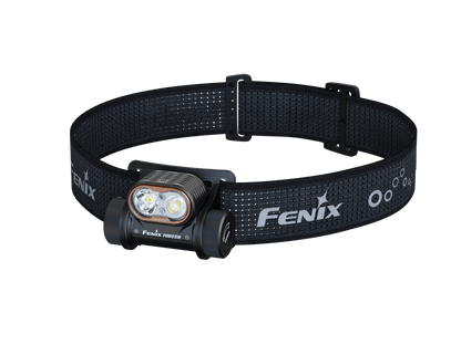 Fenix HM55R headlamp with dual LEDs on a black, adjustable headband on Tampa Home & Garden Store