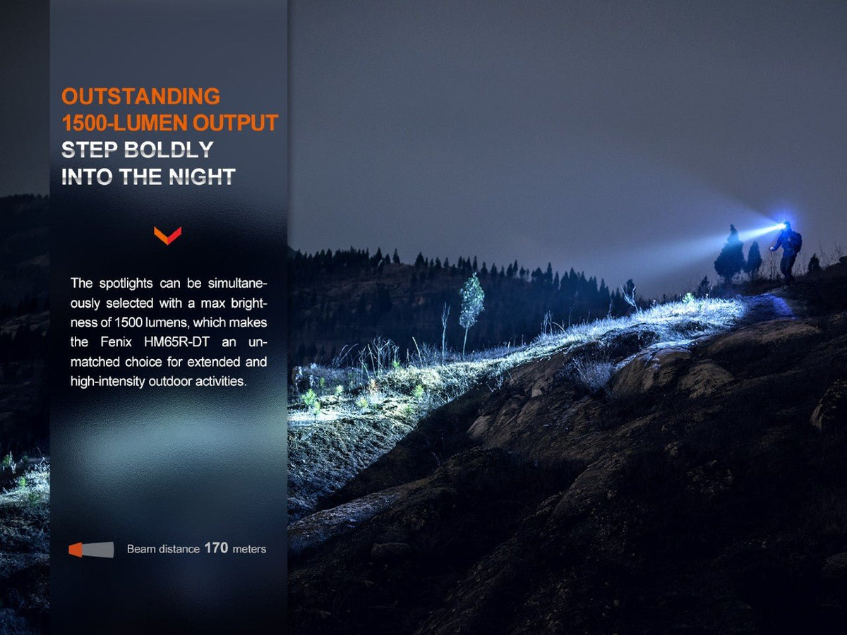 Fenix HM65R-DT Trail Running LED Headlamp from Fenix Store, 1500-lumen beam lighting night trail on Tampa Home & Garden Store