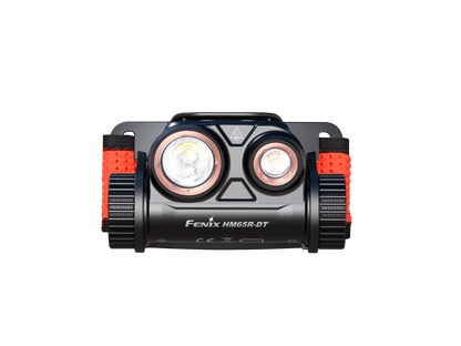 Headlamp Fenix HM65R-DT dual LEDs, black body with red strap for trail on Tampa Home & Garden Store