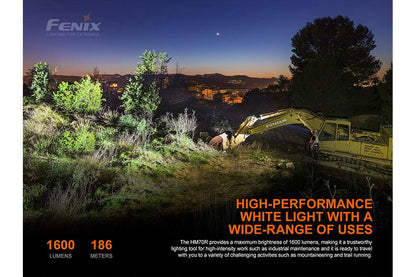 Fenix HM70R Rechargeable LED Headlamp 1600 lumens, Fenix Store, night work site on Tampa Home & Garden Store