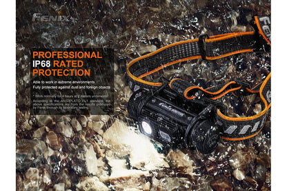 Headlamp Fenix HM70R Rechargeable LED, 1600 lumens, orange strap, IP68 on Tampa Home & Garden Store