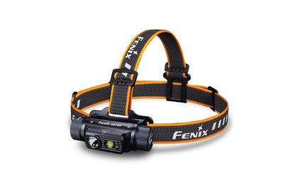 Headlamp Fenix HM70R rechargeable LED, black body with orange strap, 1600 lumens on Tampa Home & Garden Store