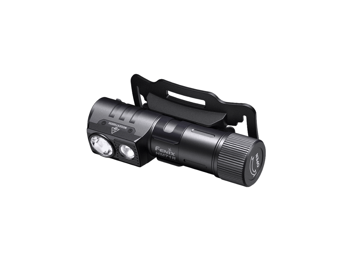 Fenix HM71R headlamp, rechargeable industrial LED with dual LEDs, black aluminum body on Tampa Home & Garden Store