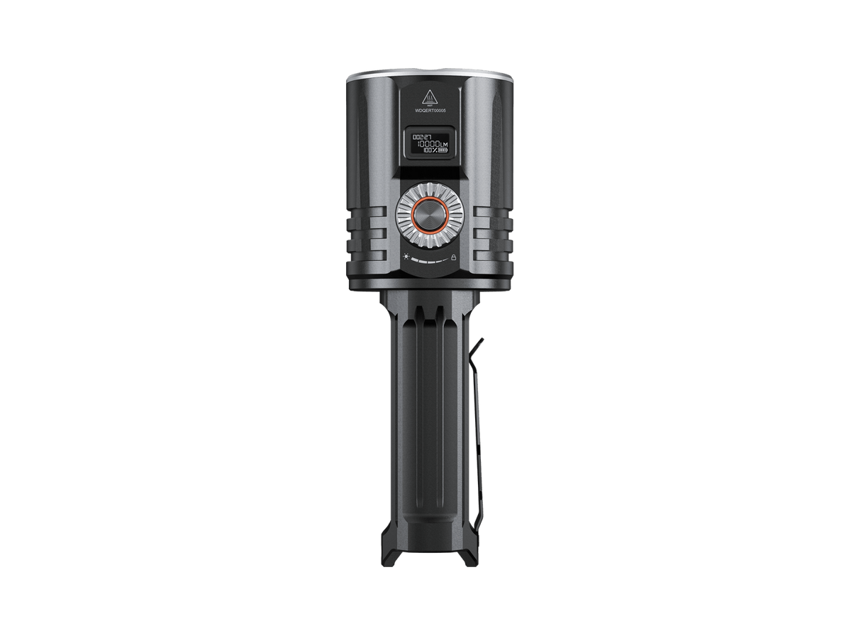 Fenix LR36R white laser searching flashlight black body with display and textured dial on Tampa Home & Garden Store