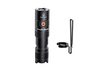 Fenix PD25R rechargeable LED flashlight with belt clip and wrist lanyard black on Tampa Home & Garden Store