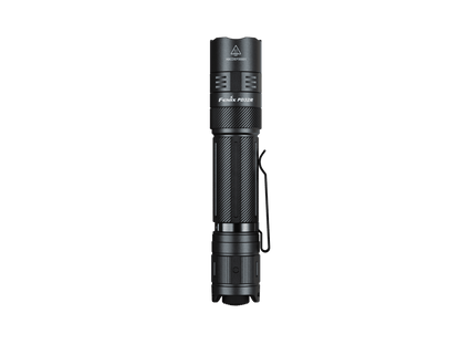 Fenix PD32R rechargeable tactical flashlight with black body, knurled grip, pocket clip on Tampa Home & Garden Store
