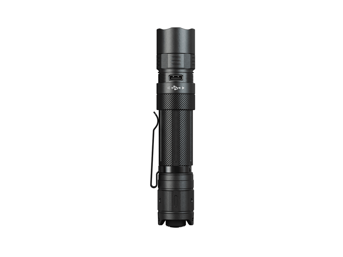 Fenix PD32R rechargeable tactical flashlight with knurled grip and USB port on Tampa Home & Garden Store