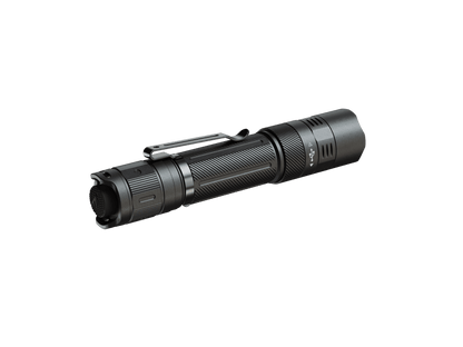 Fenix PD32R rechargeable tactical flashlight with black aluminum body and pocket clip on Tampa Home & Garden Store