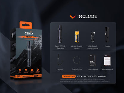 Fenix PD35R compact rechargeable flashlight by Fenix Store with black finish on Tampa Home & Garden Store