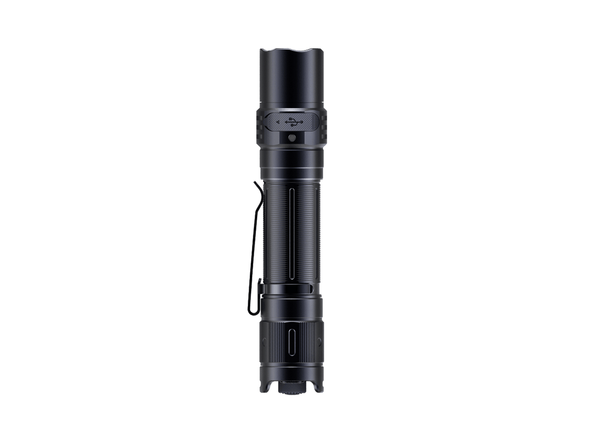 Fenix PD35R compact rechargeable tactical flashlight in black with pocket clip on Tampa Home & Garden Store