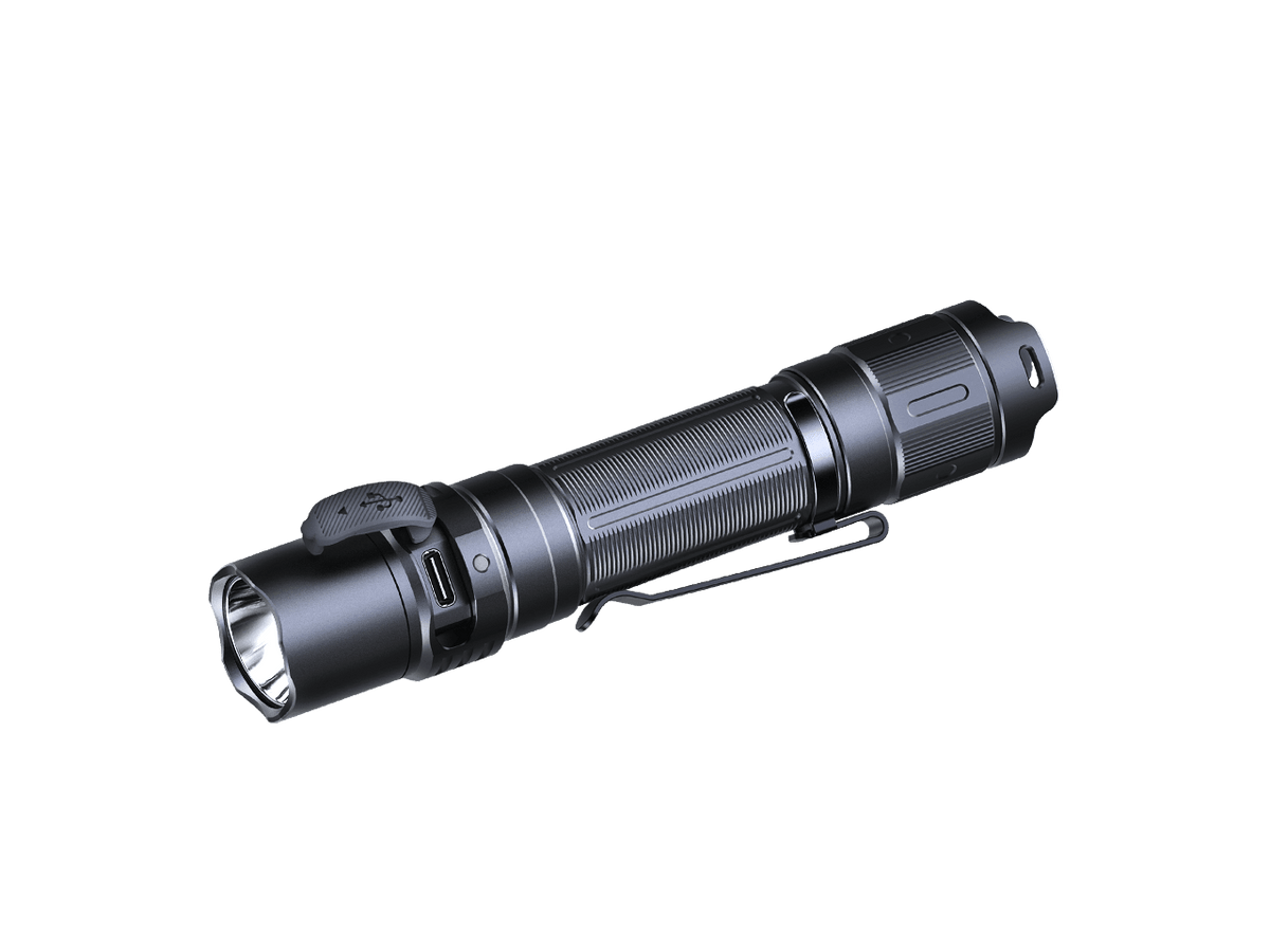Fenix PD35R compact rechargeable tactical flashlight with black aluminum body and knurled grip on Tampa Home & Garden Store
