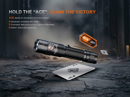 Fenix PD35R ACE multi-mode tactical flashlight, black EDC handheld torch with knurled grip on Tampa Home & Garden Store