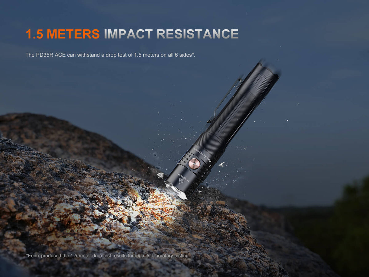 Fenix PD35R ACE tactical flashlight, black EDC handheld with clip on Tampa Home & Garden Store