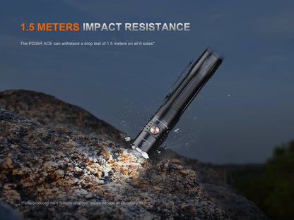 Fenix PD35R ACE tactical flashlight, black EDC handheld with clip on Tampa Home & Garden Store