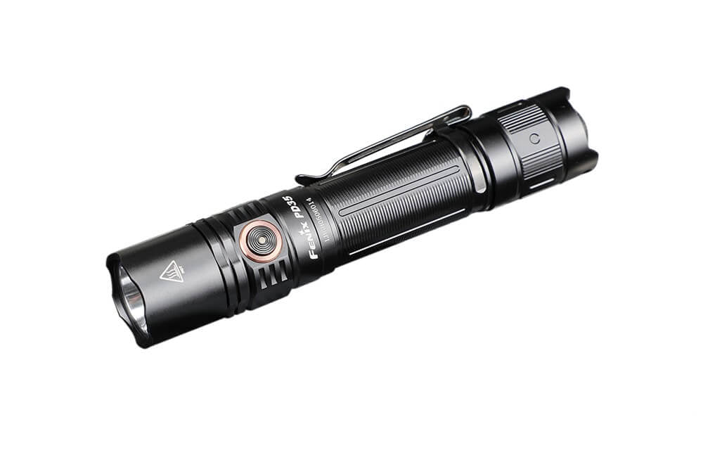 Fenix PD35 V3.0 Everyday Carry Flashlight black metal body with pocket clip on Tampa Home & Garden Store
