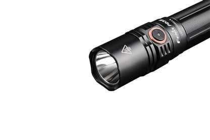 Fenix PD35 V3.0 everyday carry flashlight front view black anodized body with copper ring switch on Tampa Home & Garden Store