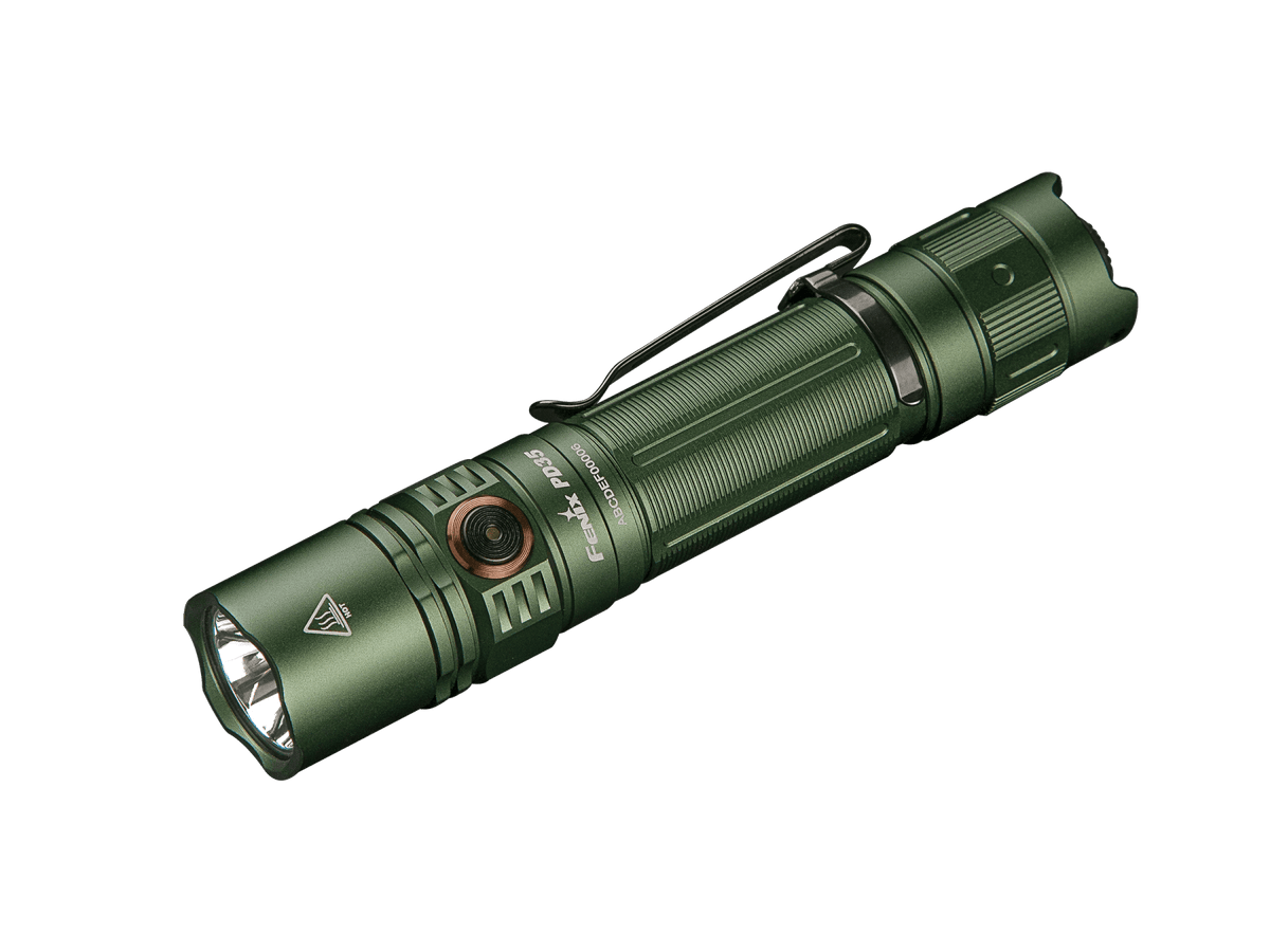 Fenix PD35 V3.0 everyday carry tactical flashlight green aluminum body with clip 1700 lumens on Tampa Home & Garden Store