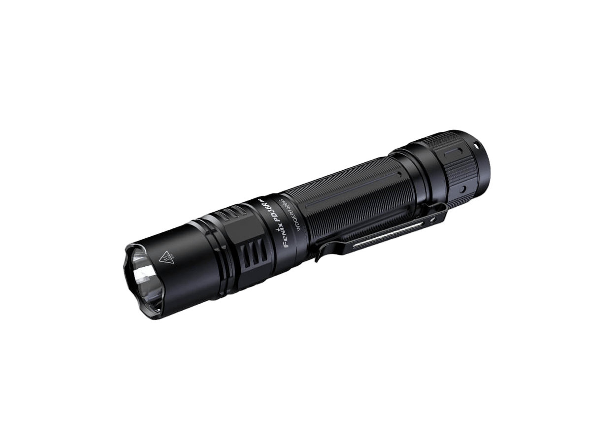 Fenix PD36R Pro 2800 Lumen tactical flashlight, black aluminum body with pocket clip on Tampa Home & Garden Store