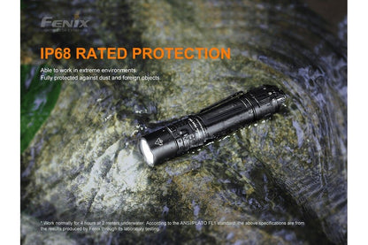 Fenix PD36 TAC Tactical Flashlight black aluminum body IP68 rated protection on Tampa Home & Garden Store