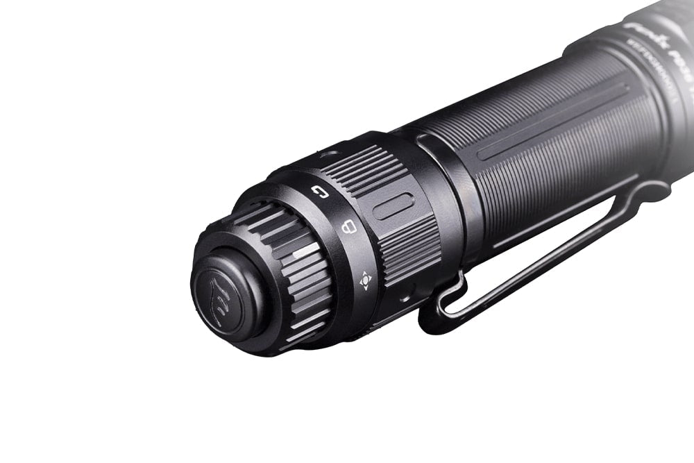 Fenix PD36 TAC tactical flashlight with black anodized aluminum body and pocket clip on Tampa Home & Garden Store