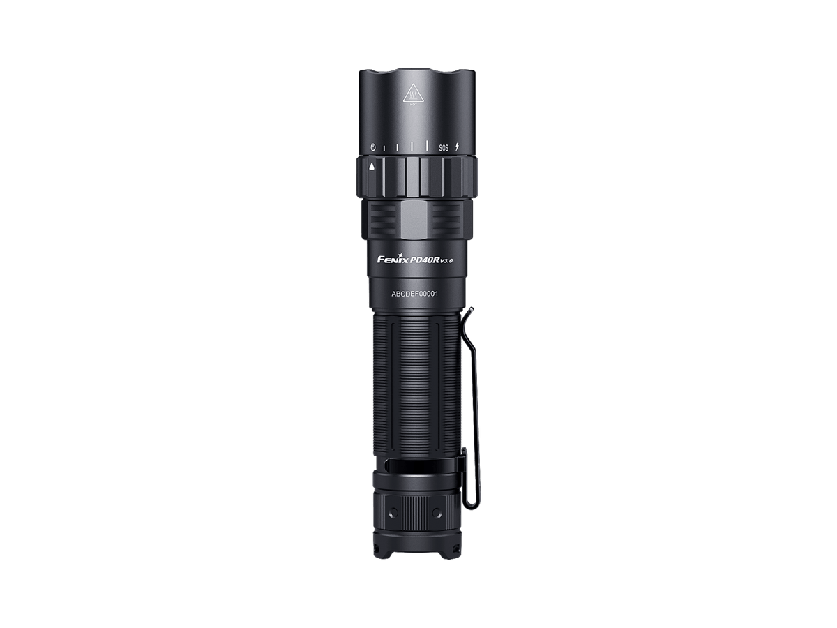 Fenix PD40R V3.0 rechargeable tactical flashlight with knurled grip on Tampa Home & Garden Store